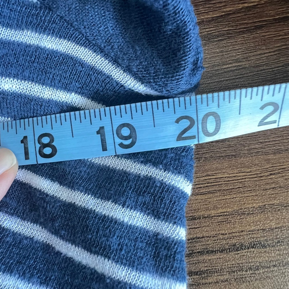 J. Jill Striped Linen Cotton Henley Hoodie Navy White Roll Tab Sleeve Small - Picture 10 of 14